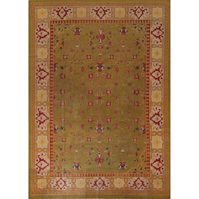 Pre-1900 Antique Vegetable Dye Agra Area Rug Hand-Knotted Wool Carpet - 9'5" x 12'3"