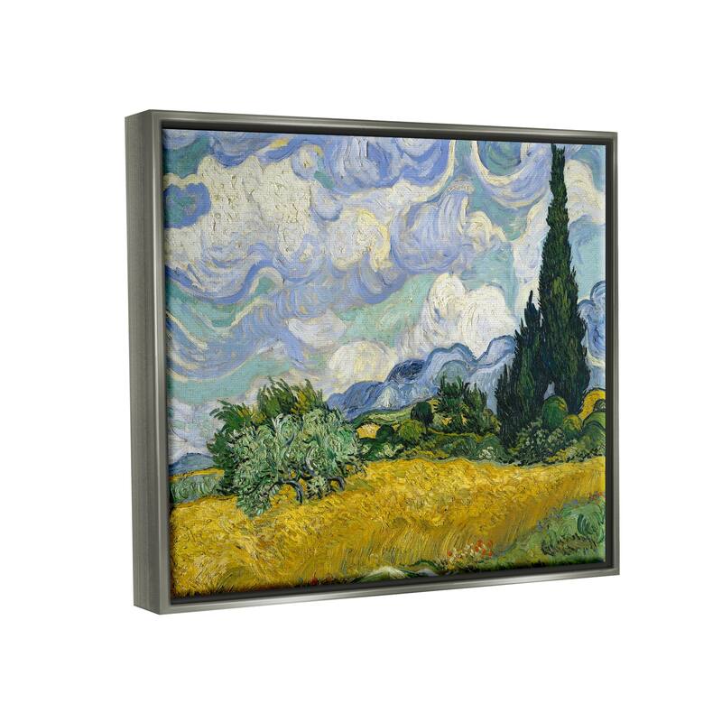 Stupell Van Gogh Wheat Field with Cypresses Post Impressionist Painting Floater Frame - Multi-Color