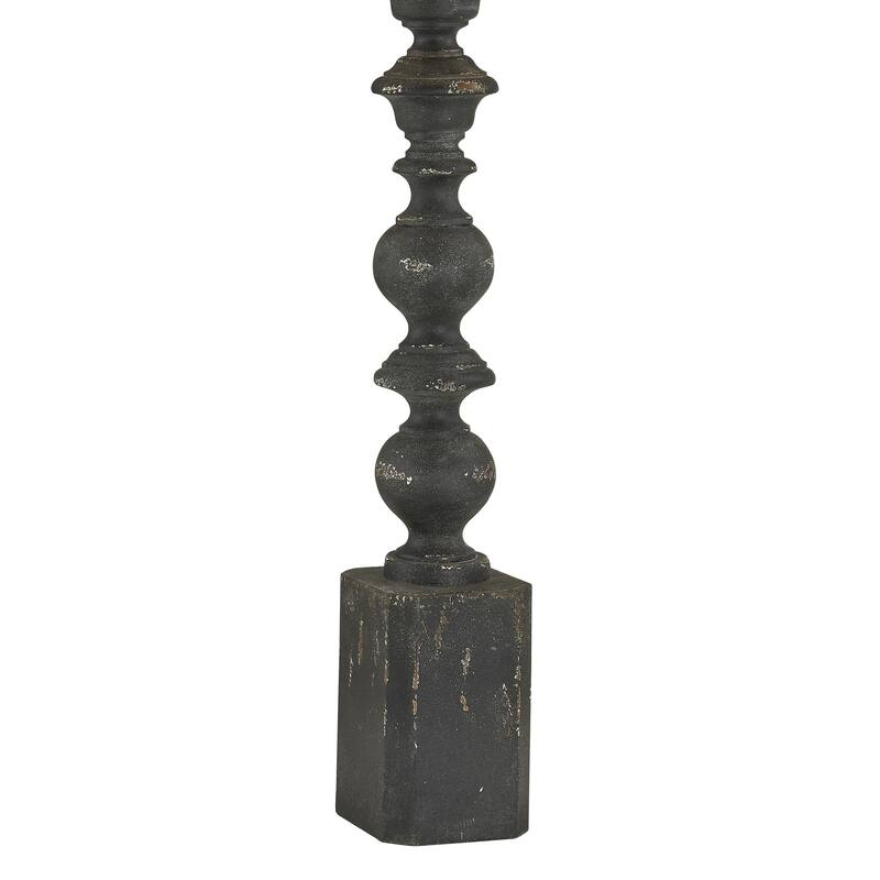 Decker 65" Distressed Floor Lamp with Linen Shade, Black