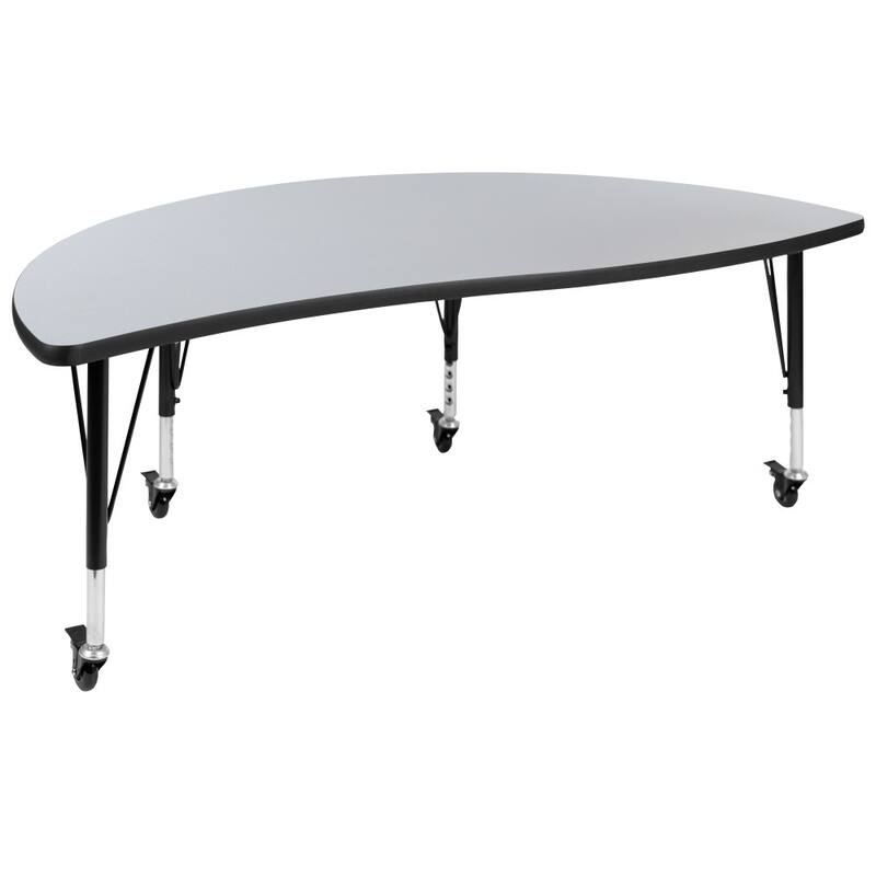 3PC Mobile 86" Oval Wave Flexible Grey Kids Adjustable Activity Table Set