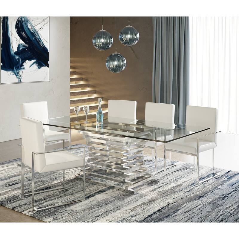 Modrest Crawford Modern Rectangular Glass Dining Table