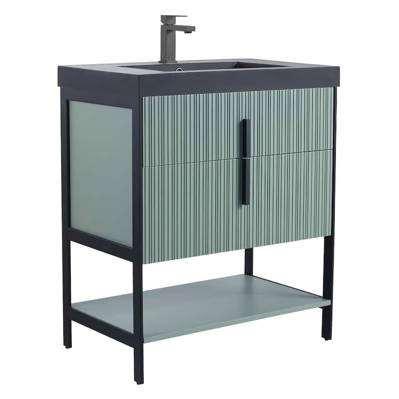 Fine Fixtures Serenity Modern Bathroom Vanity with Black Gel Acrylic Top
