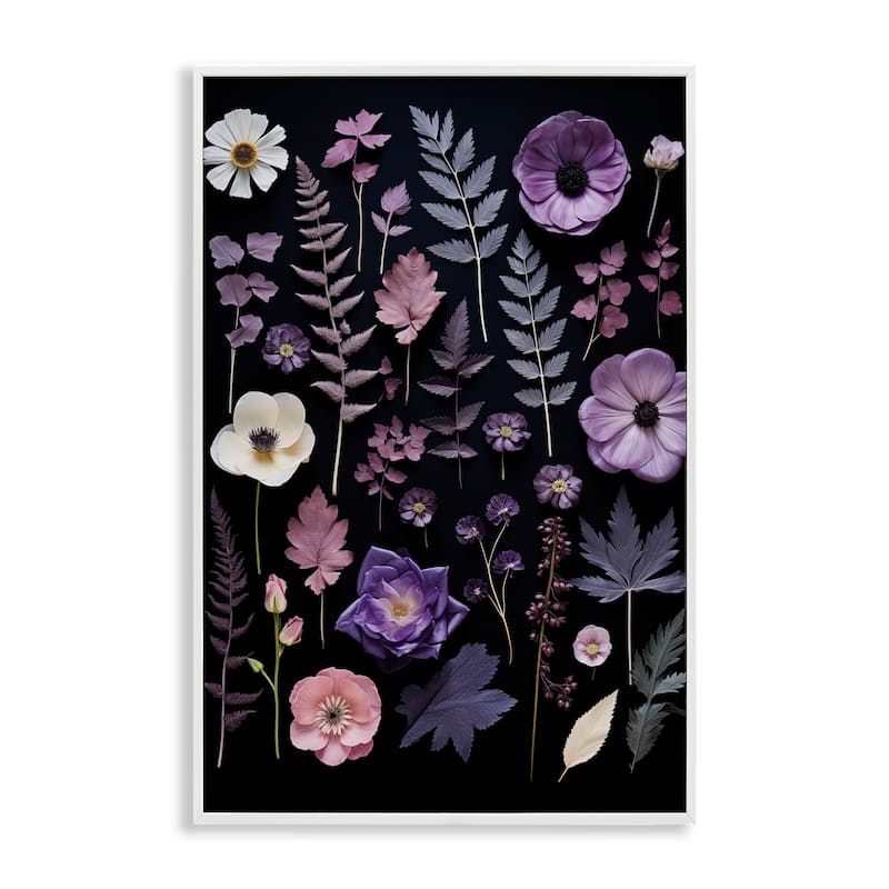 Stupell Mixed Purple Toned Flowers Framed Giclee Art Design By Heidi Kuntz - 16 x 24 - White