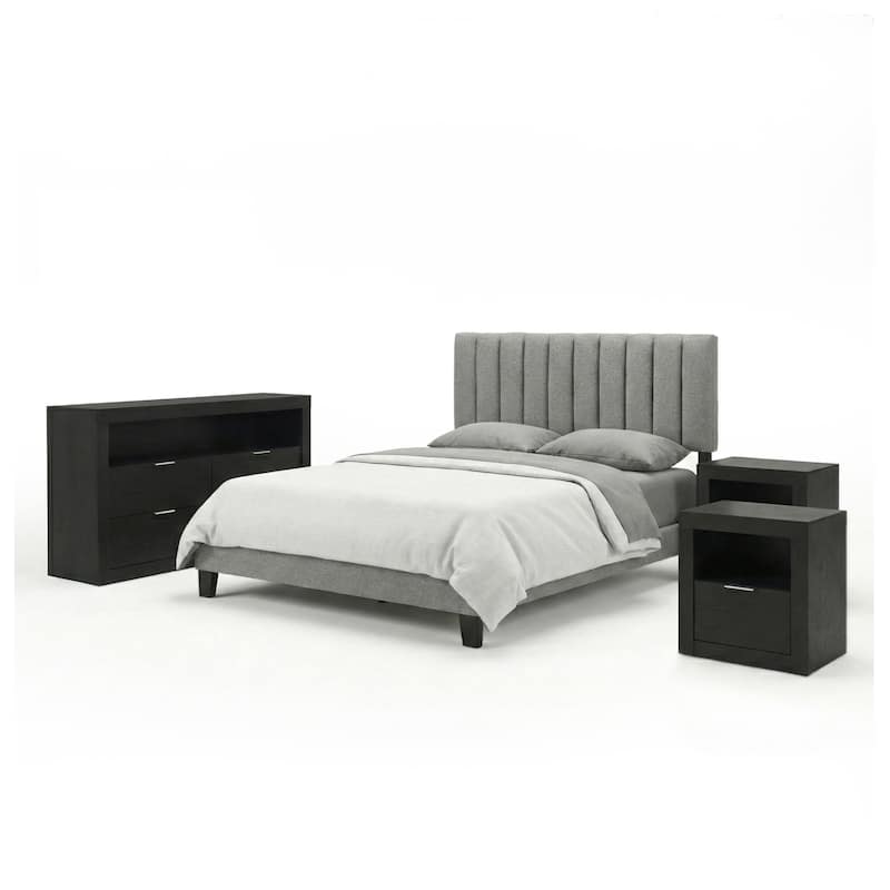 Furniture of America Merro Modern 4-Piece Solid Wood Bedroom Set with Dresser and 2 Nightstands