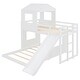 preview thumbnail 6 of 44, Playhouse Inspired Twin over Full Bunk Bed with Playhouse, Slide & Ladder