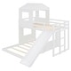 preview thumbnail 6 of 13, Playhouse Twin Over Full Wooden Bunk Bed, Farmhouse Safety Guardrail Bed with Ladder and Slide