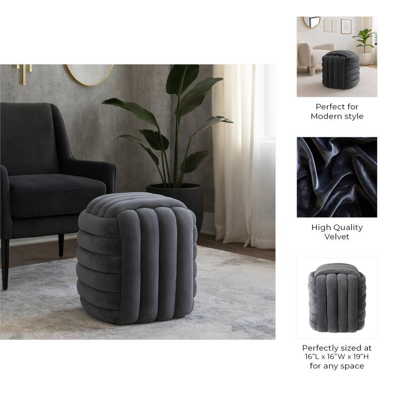 Modern Velvet Cube Knot Accent Stool with Layered Cushion Design