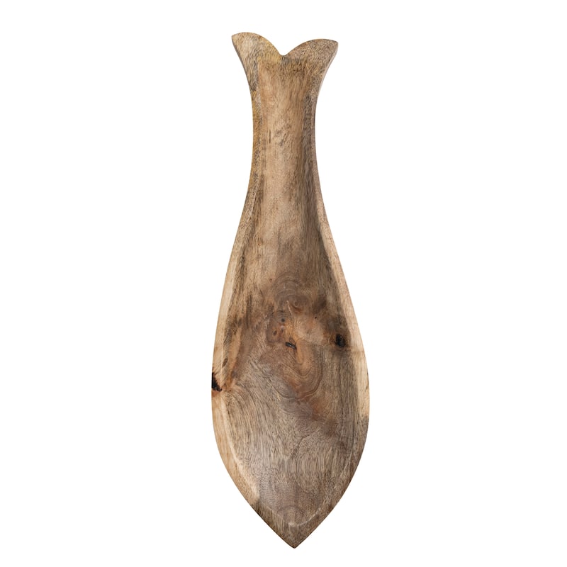 Carved Wood Fish Shaped Plate - 15.5"L x 4.8"W x 1.0"H - 1 Piece - Natural - 15.5"L x 4.8"W x 1.0"H