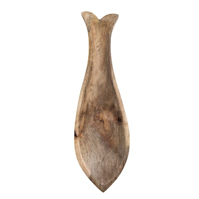 Carved Wood Fish Shaped Plate - 15.5"L x 4.8"W x 1.0"H