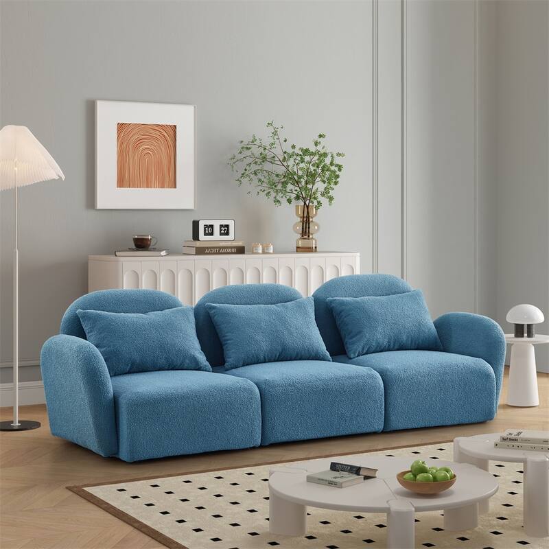 Living Room Furniture Three Seat Lazy Sofa Teddy Fabric