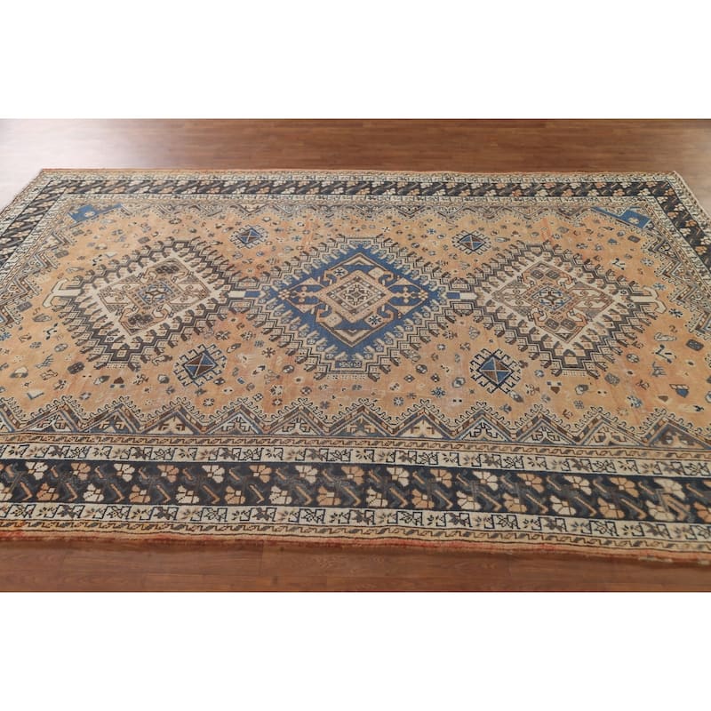 Tribal Bakhtiari Persian Vintage Area Rug Handmade Wool Carpet - 6'7"x 9'10"