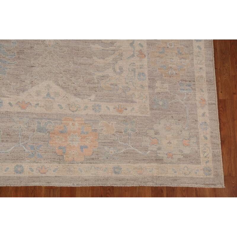 Earth Tone Oushak Vegetable Dye Turkish Area Rug Handmade Wool Carpet - 9'4"x 11'8"