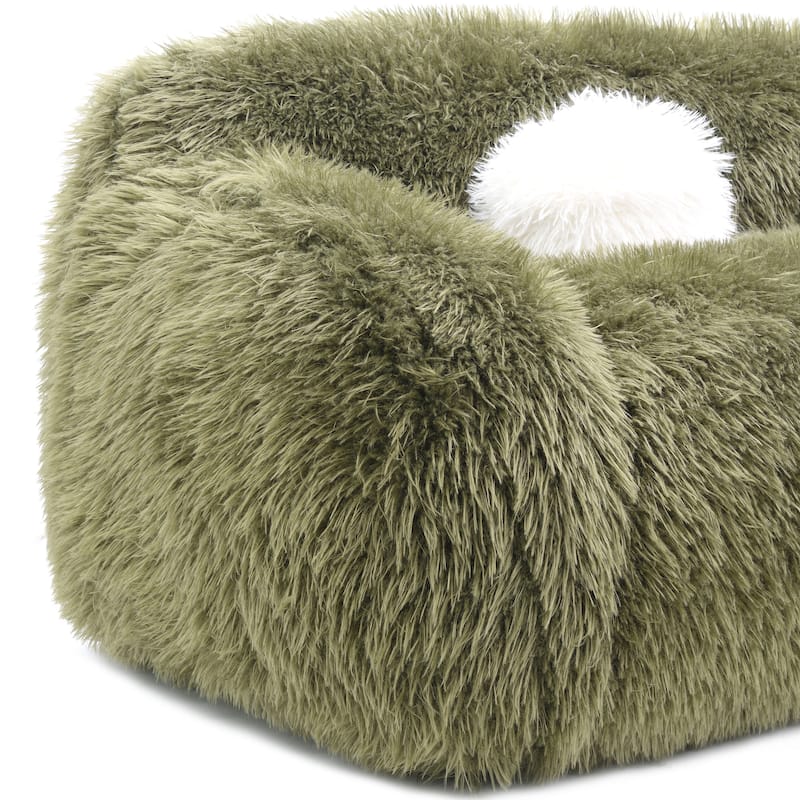 Furniture of America Cynra Modern 45-inch Faux Fur Swivel Arm Chair with Ball Pillow