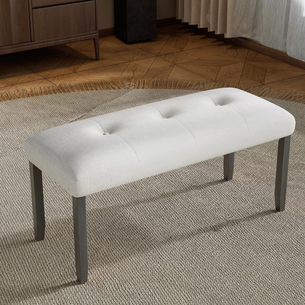 Tufted Linen Bench - 40" Multi-Purpose Seating