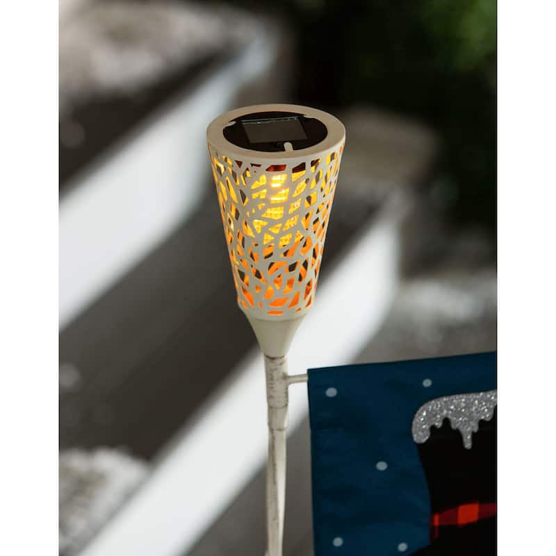 Tapered Laser Cut Solar Interchangeable Finial, Ivory