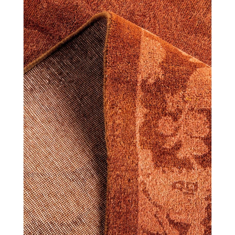 Overton Hand Knotted Wool Vintage Inspired Modern Contemporary Overdyed Brown Square Area Rug - 5' 1" x 5' 1"
