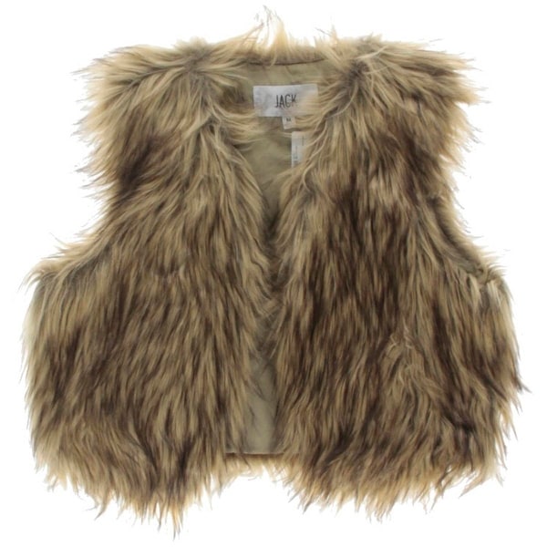 Jack Womens Casual Vest Faux Fur Open Front
