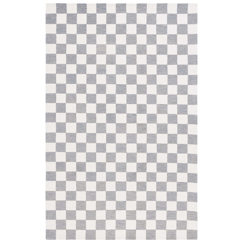 SAFAVIEH Handmade Martha Stewart Collection Berthild Checkered Wool Rug - 5' x 8' - Grey/Ivory - Rectangle