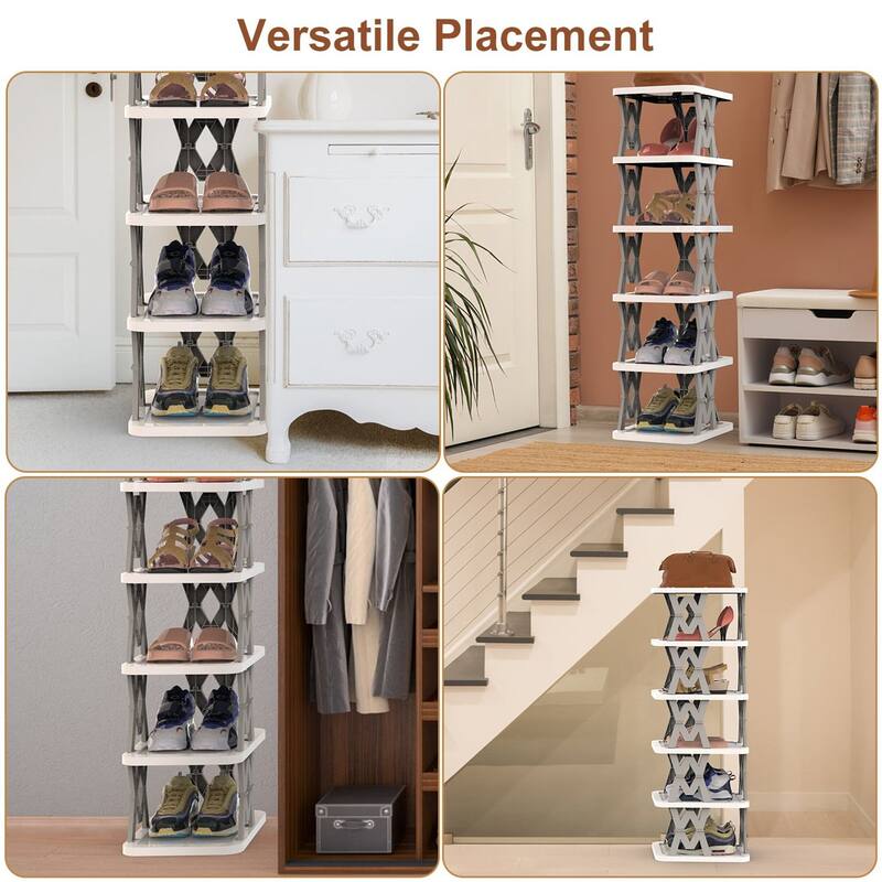 6 Tier Foldable Shoe Rack Vertical Shoe Organizer Narrow Shoe Rack