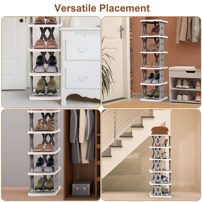 6 Tier Foldable Shoe Rack Vertical Shoe Organizer