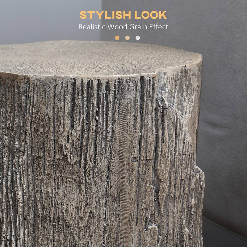 HOMCOM Decorative Side Table with Round Tabletop, Tree Stump Shape End Table with Wood Grain Finish, for Indoors and Outdoors