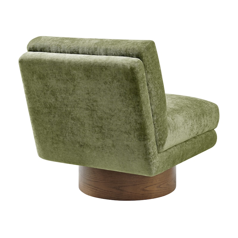 NPD Furniture Zenda Fabric Swivel Accent Chair with Wooden Base