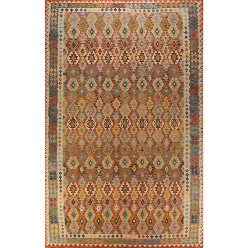 Kilim Oriental Large Rug Reversible Multi Flatweave Wool Carpet - 10'2"x 16'0"