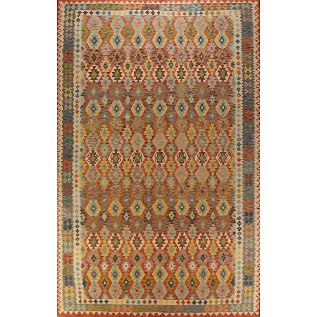 Kilim Oriental Large Rug Reversible Multi Flatweave Wool Carpet - 10'2"x 16'0"