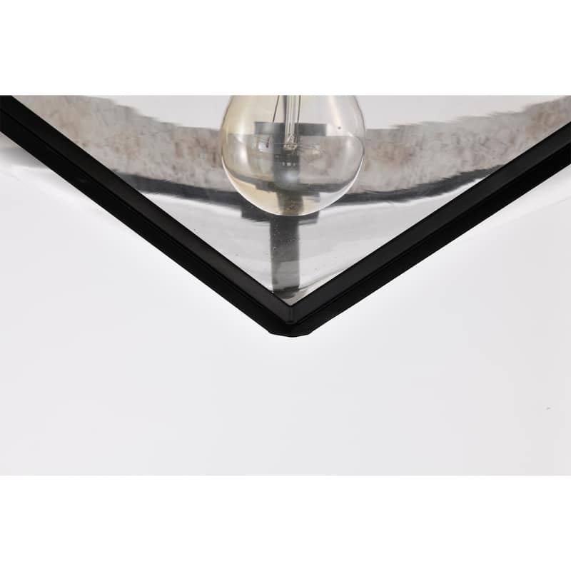 15" Geofric Matte Silver Wood Grain Finish Semi Flushmount Ceiling Lamp