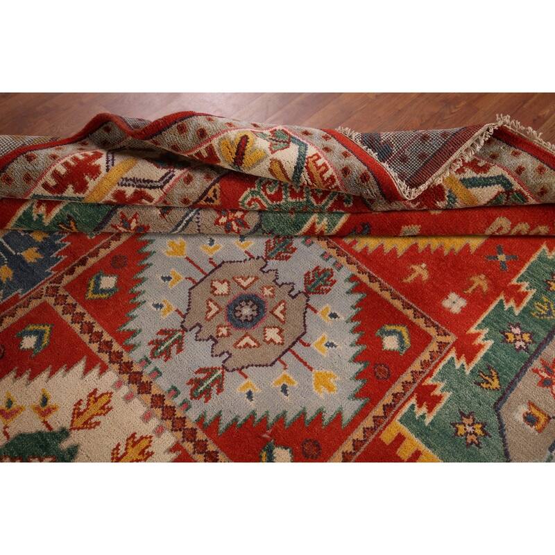 Heriz Serapi Indian Area Rug Handmade Geometric Wool Carpet - 8'10" x 11'9"