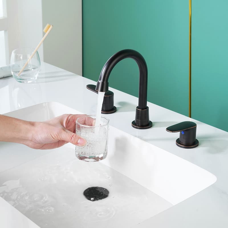 WOWOW 8 in. Widespread Bathroom Sink Faucet with Pop-Up Drain