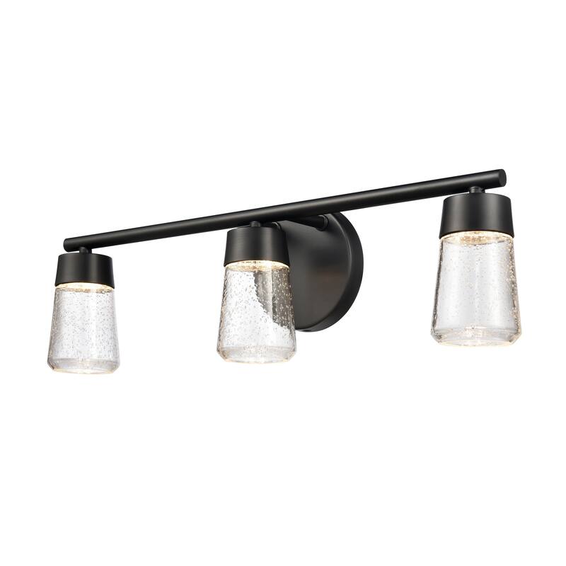 Elk Home Jergen Matte Black With Seedy Glass Vanity Light
