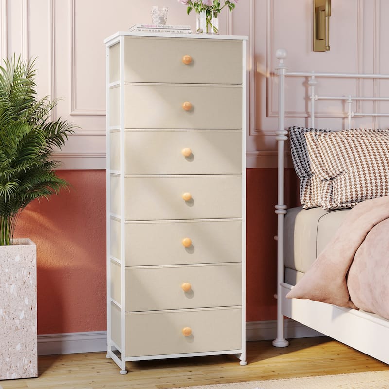 Slim Tall Vertical 7-Drawer Chest Dresser Closet Storage Organizer Unit for Bedroom