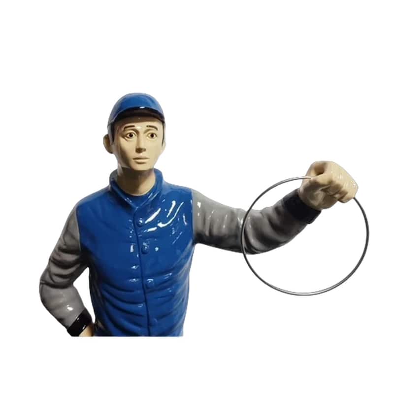 Classic Lawn Jockey Blue White Sleeves Garden Statue