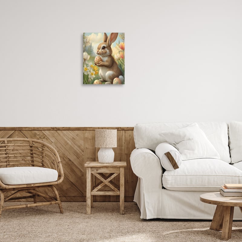 Stupell Easter Bunny with Painted Eggs Canvas Wall Art Design By Franklyn Gregory