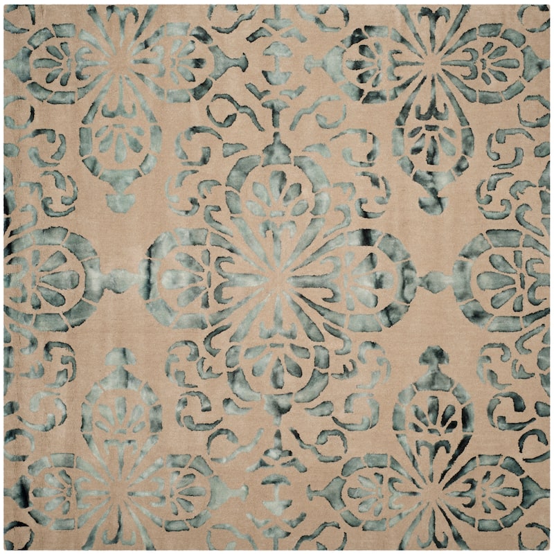 SAFAVIEH Handmade Dip Dye Stas Watercolor Vintage Boho Wool - 7' x 7' Square - Camel/Grey - Runner