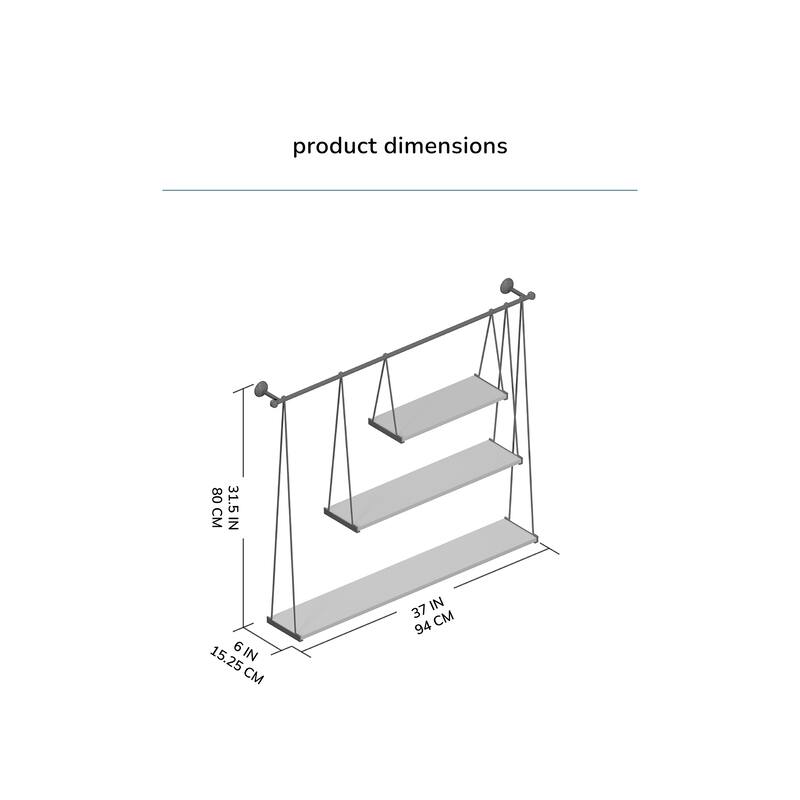 MH London Luna Three Tier Suspended Wall Shelf