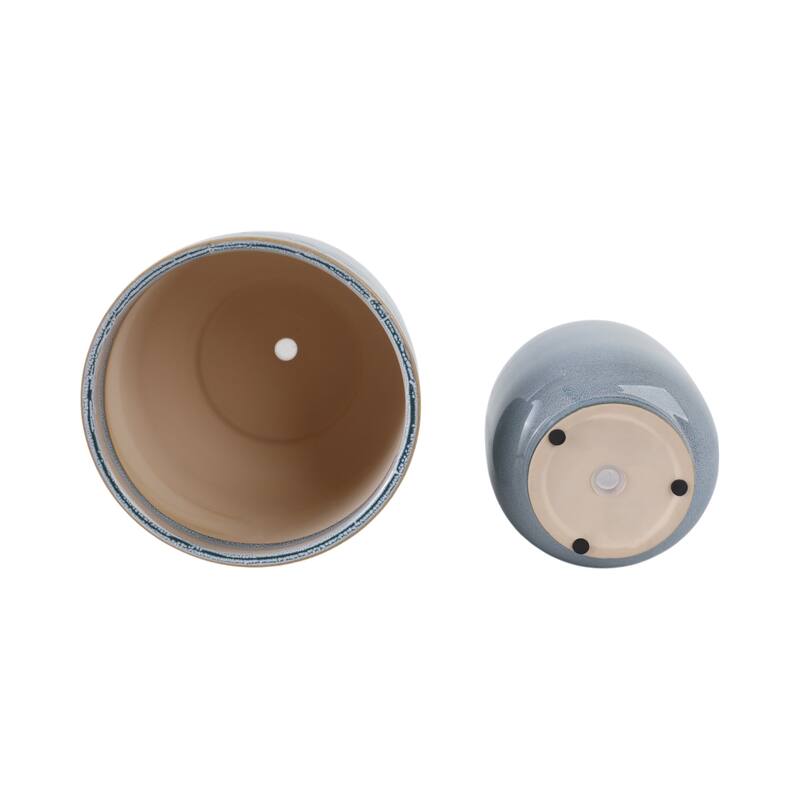 Stoneware Planters Drainage Holes and Glossy Glazed Finish (Set of 2)