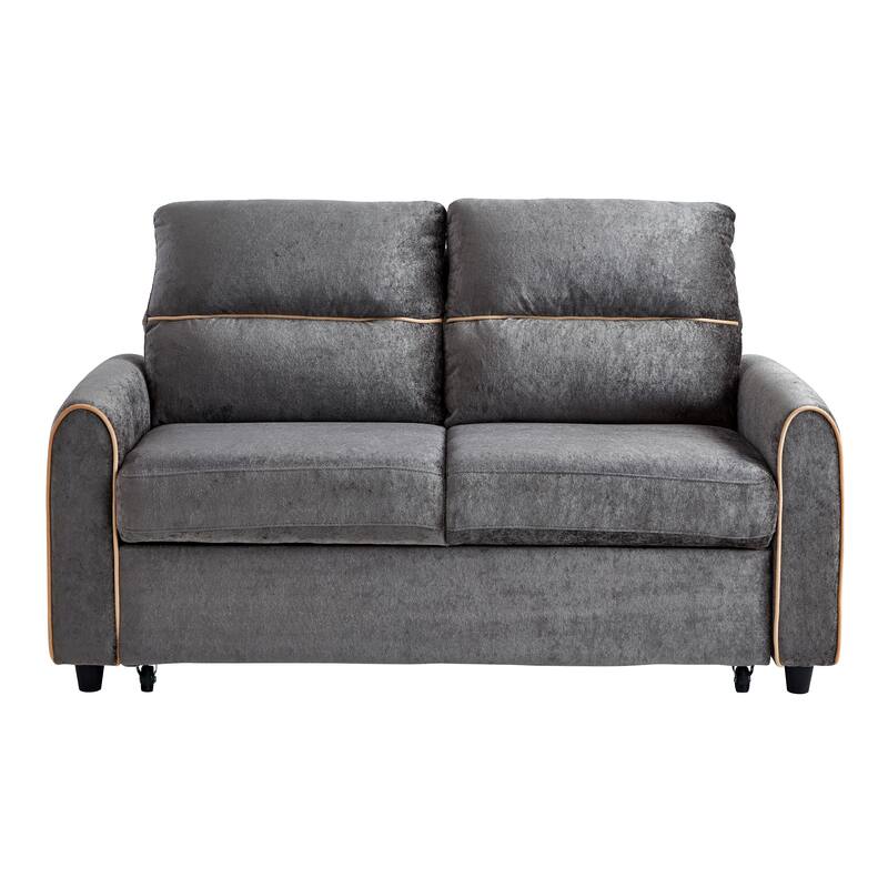 GDFStudio - 58" Chenille Convertible Sleeper Sofa with USB