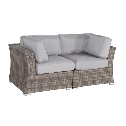 2 Piece Modular Patio Loveseat with Cushioned Seat in Mixed Gray