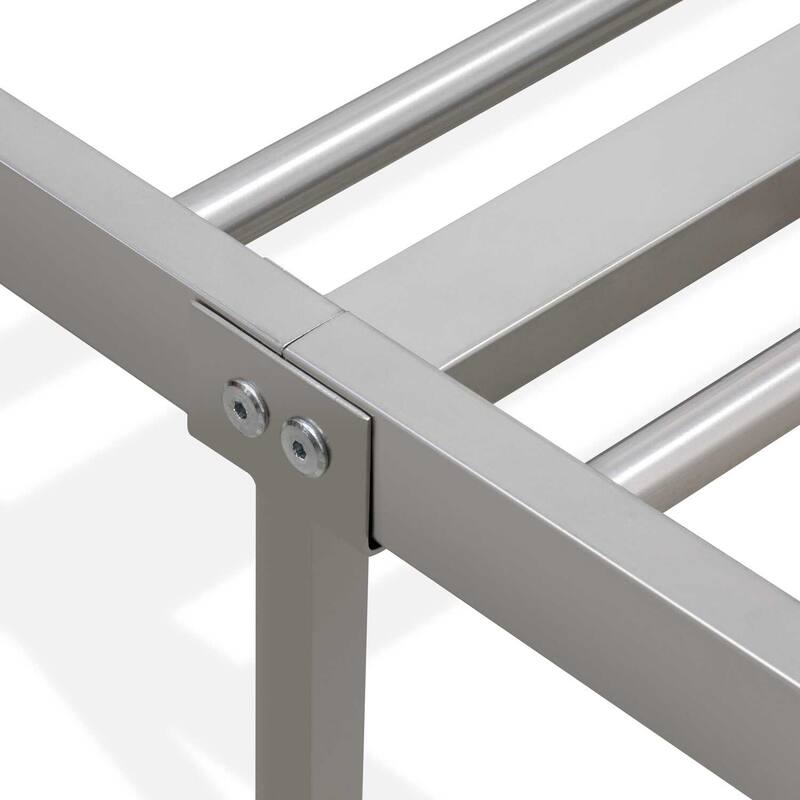 Twin Bed Frame - Metal Legs, Powder Coated Silver - Modern Deluxe Platform Bed