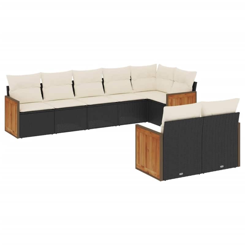 vidaXL Patio Sofa Set with Cushions Outdoor Conversation Furniture Poly Rattan
