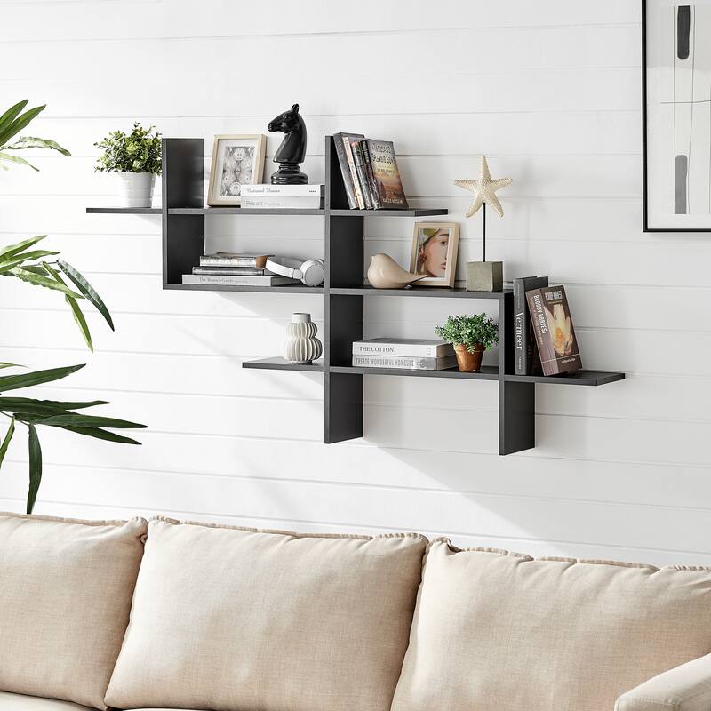 Danya B. 3-Tier Wall Mount Ladder Shelf with Criss Cross Design