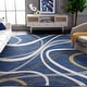 preview thumbnail 1 of 59, SAFAVIEH Odyssey Pirkko Mid-Century Modern Rug 9' x 12' - Blue/Gold Ivory - Rectangle