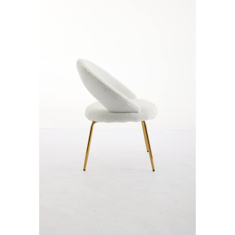 Set of 1 Dining Chairs With Curved Backrest and Golden Metal Legs