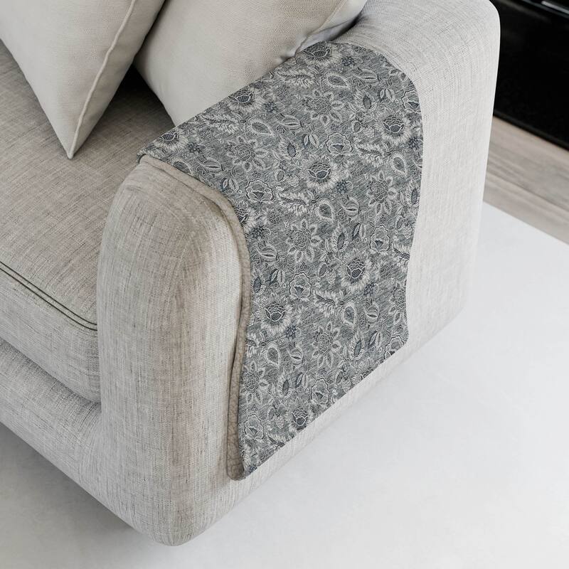 Premium Machine Washable Floral Sherpa Throw Blanket - Gray - 4'2" x 5'10"