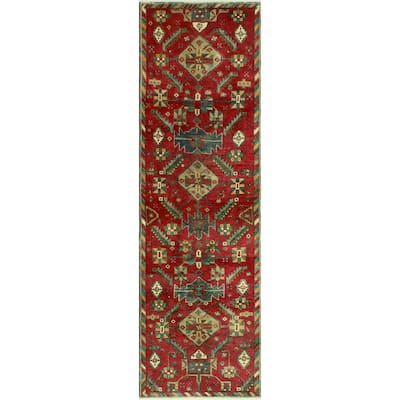 Fine Vintage Distressed Shynar Red/Green Runner - 2'8" x 9'9"