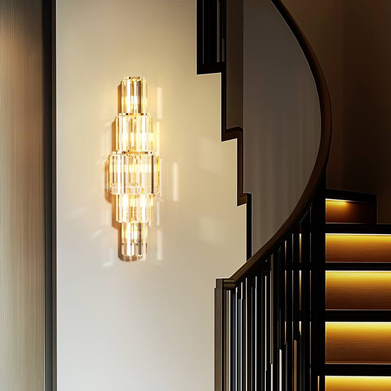 Sumptuous Triangular Prism Crystal Wall Sconce Bedside Lamp