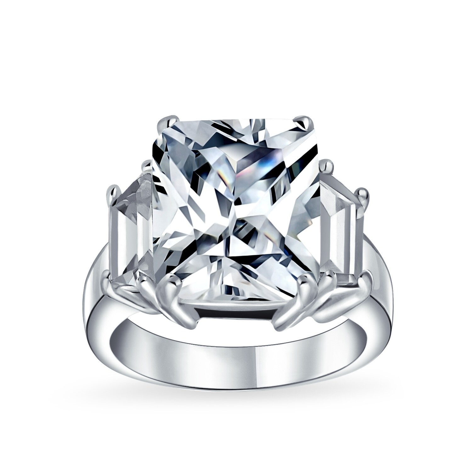 AMDXD Jewelry Silver Plated Engagement Rings for Women 6 Prong Colorful Crystals AMDXD Jewelry Silver Plated Engagement Rings for Women 6 Prong Colorful Crystals