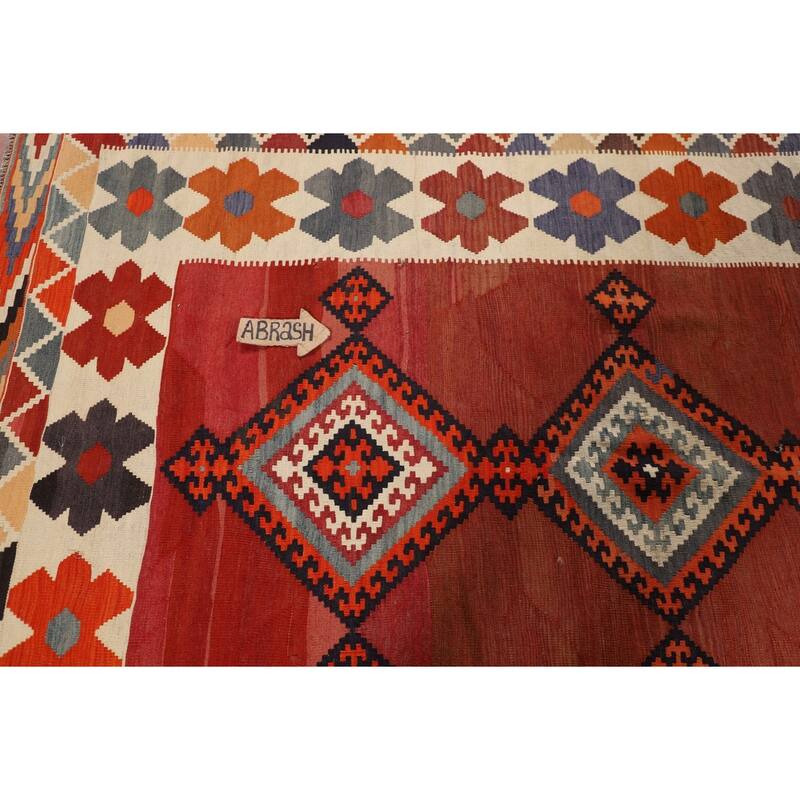Kilim Qashqai Persian Vintage Rug Hand-Woven Tribal Wool Carpet - 5'1"x 8'2"